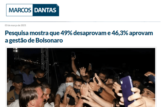 Portal Marcos Dantas divulga pesquisa realizado pela Paraná Pesquisas