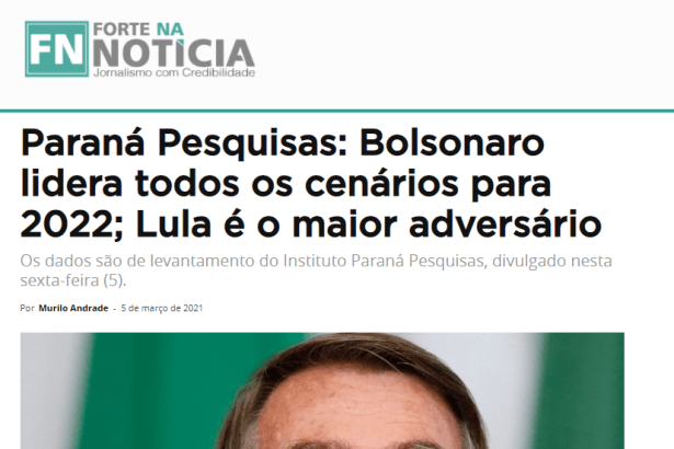 Forte na Notícia divulga pesquisa realizado pela Paraná Pesquisas