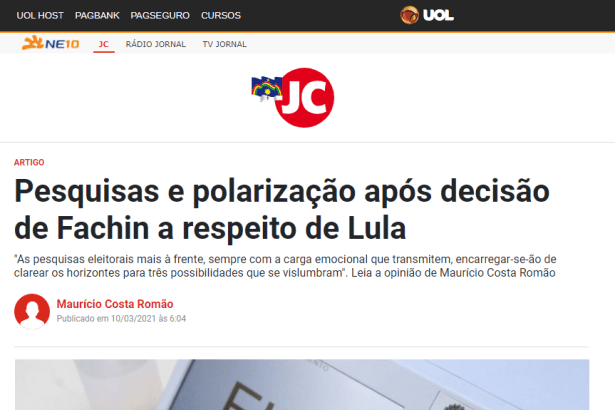 JC - NE10 cita pesquisa realizado pela Paraná Pesquisas