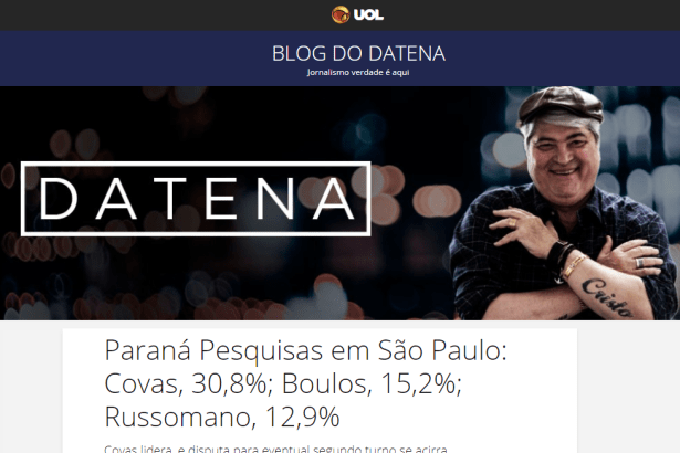 Band UOL - Blog do Datena divulga pesquisa realizado pela Paraná Pesquisas