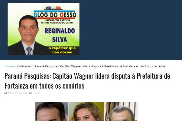 Blog do Geso divulga pesquisa realizado pela Paraná Pesquisas