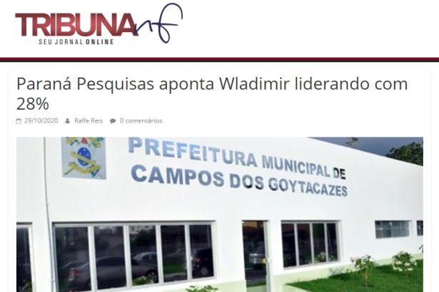 Tribuna NF divulga pesquisa realizado pela Paraná Pesquisas