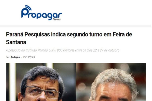 Propagar News divulga pesquisa realizado pela Paraná Pesquisas