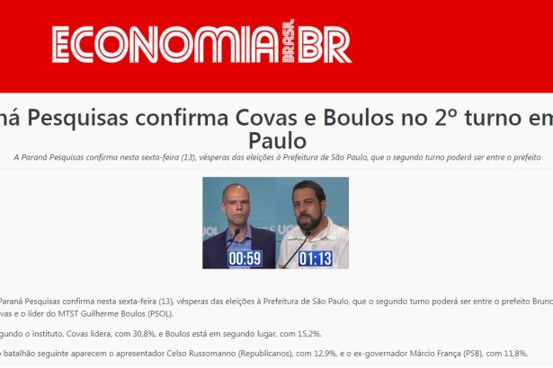 Economia Brasil divulga pesquisa realizado pela Paraná Pesquisas