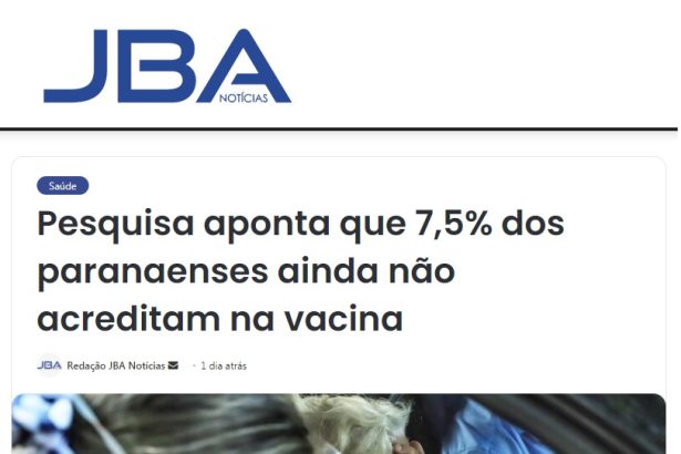 JBA Notícias divulga pesquisa realizado pela Paraná Pesquisas