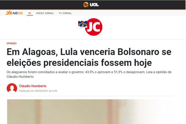 JC - Coluna Cláudio Humberto divulga pesquisa realizado pela Paraná Pesquisas