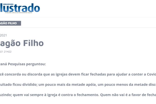 Umuarama Ilustrado cita pesquisa realizado pela Paraná Pesquisas