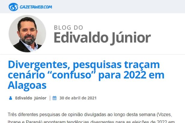 Blog Edivaldo Júnior - Gazetaweb.com cita pesquisa realizado pela Paraná Pesquisas