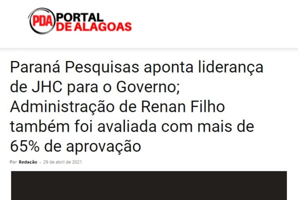 Portal de Alagoas divulga pesquisa realizado pela Paraná Pesquisas