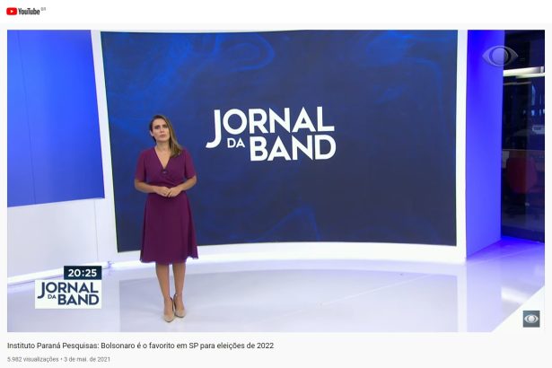 Band Jornalismo divulga pesquisa realizado pela Paraná Pesquisas