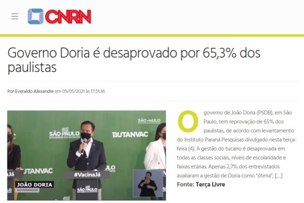 Portal CNRN divulga pesquisa realizado pela Paraná Pesquisas