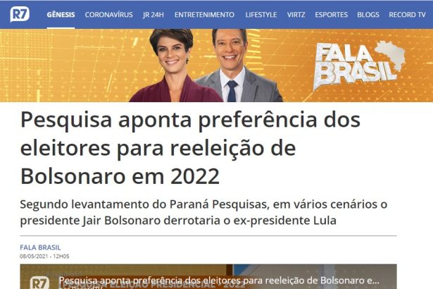 R7.com divulga pesquisa realizado pela Paraná Pesquisas