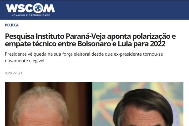 WS Com divulga pesquisa realizado pela Paraná Pesquisas