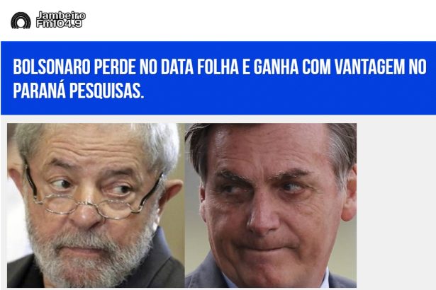 Jambeiro FM 104.9 cita pesquisa realizado pela Paraná Pesquisas