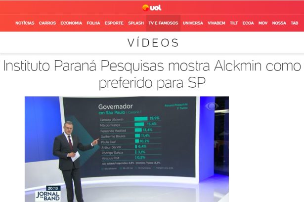 UOL - TV E Famosos divulga pesquisa realizado pela Paraná Pesquisas