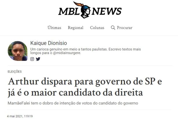 MBL News divulga pesquisa realizado pela Paraná Pesquisas
