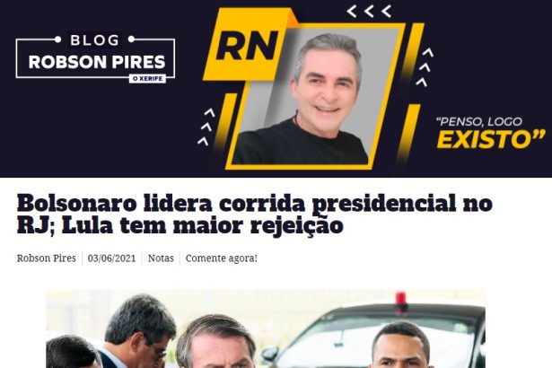 Blog Robson Pires - O Xerife divulga pesquisa realizado pela Paraná Pesquisas