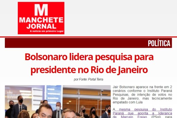 Manchete Jornal divulga pesquisa realizado pela Paraná Pesquisas