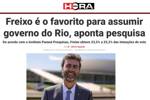 Meia Hora divulga pesquisa realizado pela Paraná Pesquisas