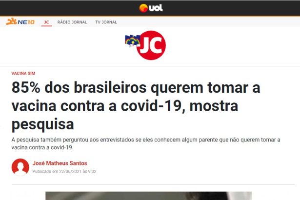 JC - NE10 - UOL divulga pesquisa realizado pela Paraná Pesquisas