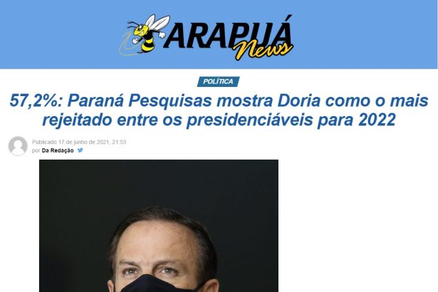 Arapuá News divulga pesquisa realizado pela Paraná Pesquisas