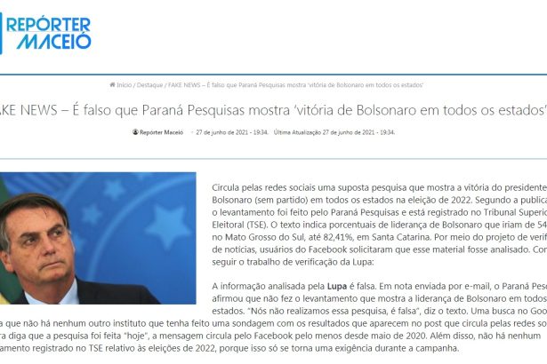Repórter Maceió cita pesquisa realizado pela Paraná Pesquisas