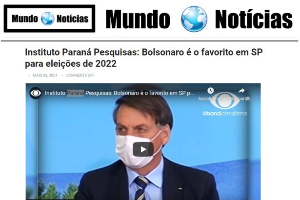 Mundo Notícias divulga pesquisa realizado pela Paraná Pesquisas