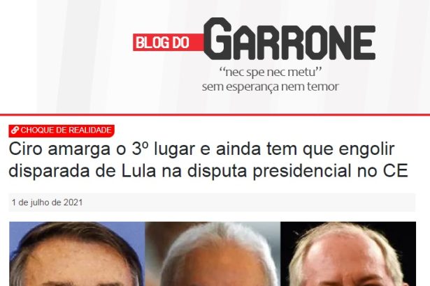 Blog do Garrone divulga pesquisa realizado pela Paraná Pesquisas