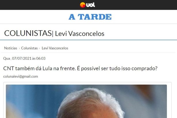 Portal A Tarde - UOL cita pesquisa realizado pela Paraná Pesquisas