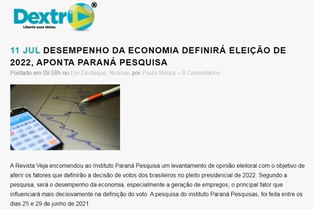Dextra divulga pesquisa realizado pela Paraná Pesquisas