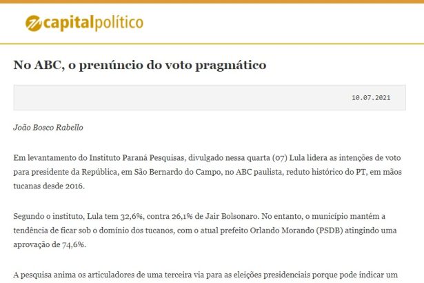 Capital Político divulga pesquisa realizado pela Paraná Pesquisas