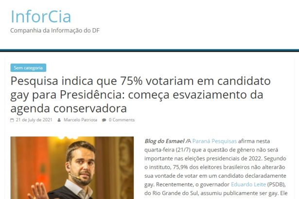InforCia divulga pesquisa realizado pela Paraná Pesquisas