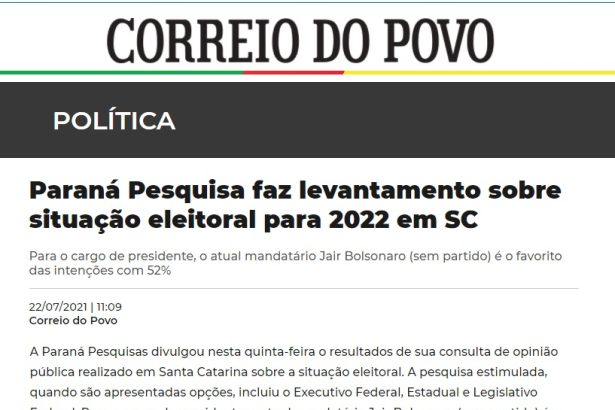 Correio do Povo divulga pesquisa realizado pela Paraná Pesquisas