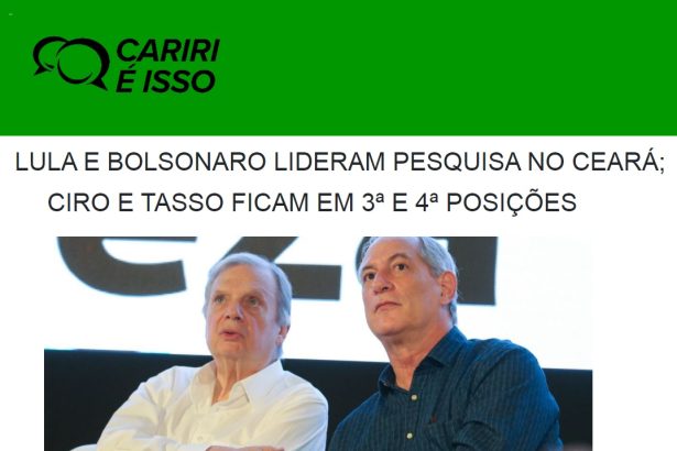 Cariri É Isso divulga pesquisa realizado pela Paraná Pesquisas