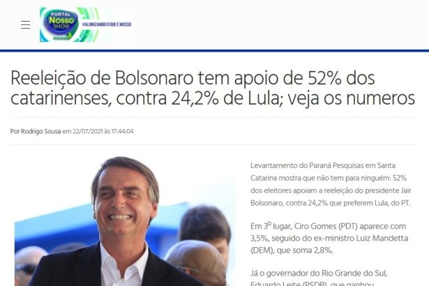 Portal Nosso Show divulga pesquisa realizado pela Paraná Pesquisas