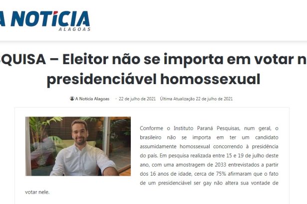 A Notícia Alagoas divulga pesquisa realizado pela Paraná Pesquisas