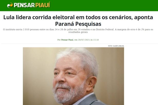 Pensar Piauí divulga pesquisa realizado pela Paraná Pesquisas