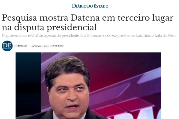 Diário do Estado GO divulga pesquisa realizado pela Paraná Pesquisas