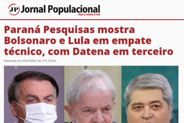 Jornal Populacional divulga pesquisa realizado pela Paraná Pesquisas