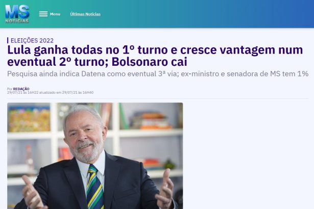 MS Notícias divulga pesquisa realizado pela Paraná Pesquisas