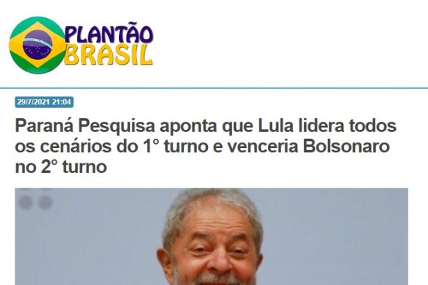Plantão Brasil divulga pesquisa realizado pela Paraná Pesquisas