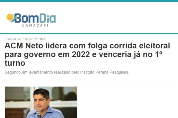 Bom dia Camaçari divulga pesquisa realizado pela Paraná Pesquisas
