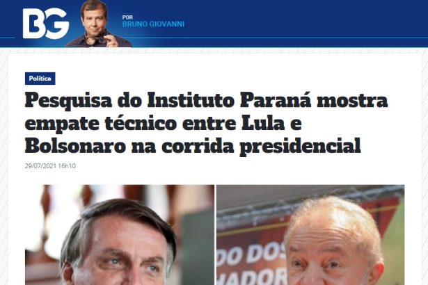 Blog do BG divulga pesquisa realizado pela Paraná Pesquisas