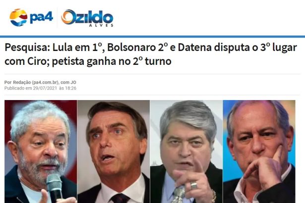Portal PA4 - Ozildo Alves divulga pesquisa realizado pela Paraná Pesquisas