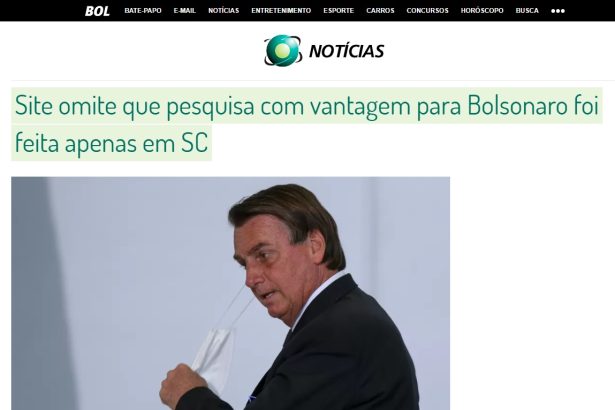 BOL - UOL Notícias cita pesquisa realizado pela Paraná Pesquisas