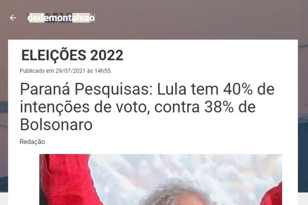 Blog Dede Montalvão divulga pesquisa realizado pela Paraná Pesquisas