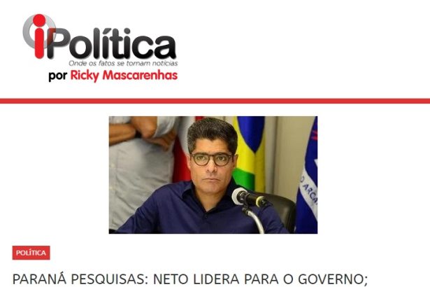 Blog I Política divulga pesquisa realizado pela Paraná Pesquisas