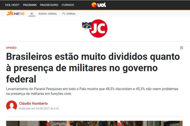 Portal JC divulga pesquisa realizado pela Paraná Pesquisas