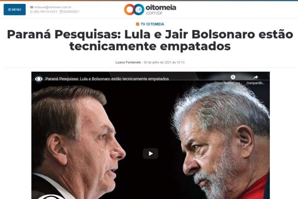 Oitomeia.com.br divulga pesquisa realizado pela Paraná Pesquisas
