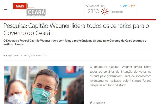 Mais Ceará divulga pesquisa realizado pela Paraná Pesquisas